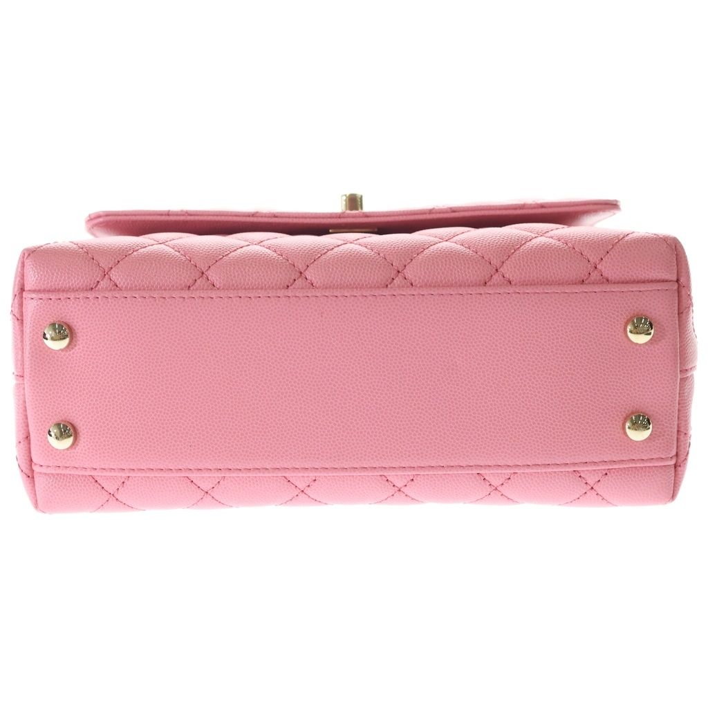 Chanel Quilted Coco Handle 24 2-Way Shoulder Bag Chain Pink Caviar Leather Gold — view 4