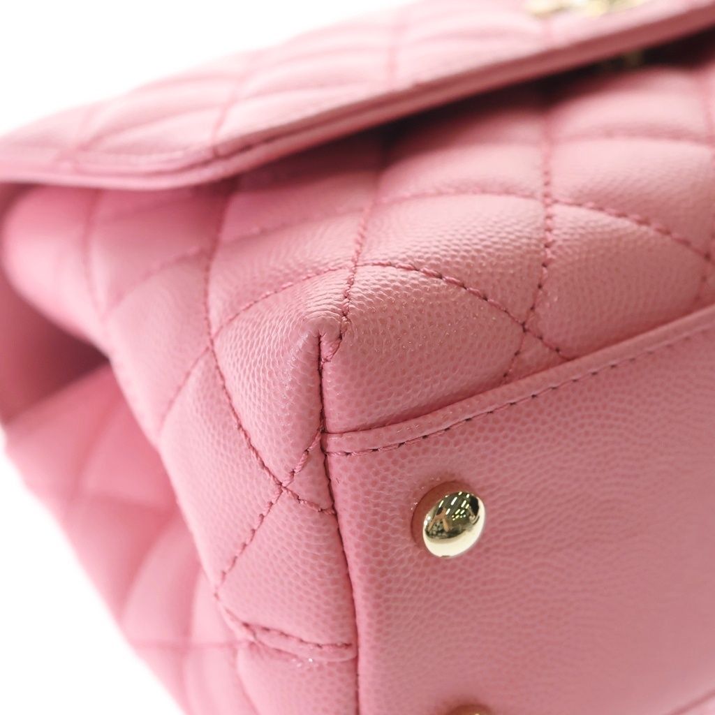 Chanel Quilted Coco Handle 24 2-Way Shoulder Bag Chain Pink Caviar Leather Gold — view 5