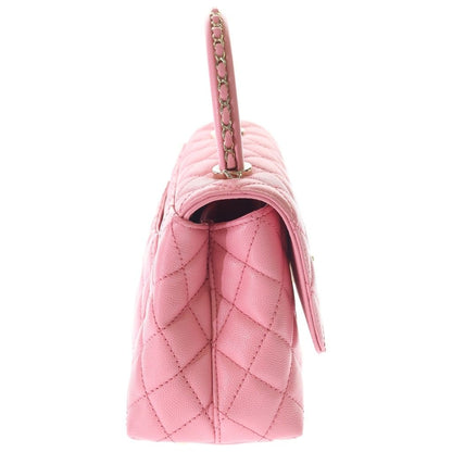 Chanel Quilted Coco Handle 24 2-Way Shoulder Bag Chain Pink Caviar Leather Gold — view 3