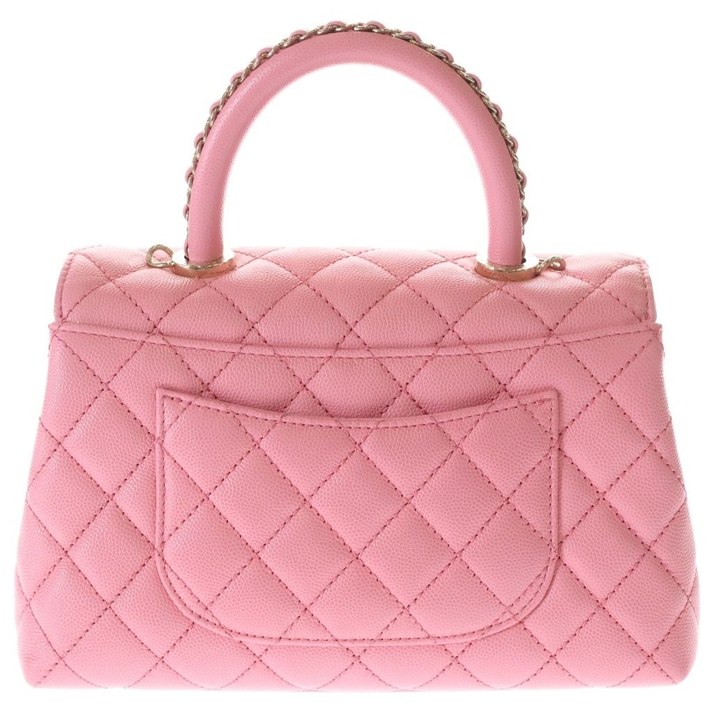 Chanel Quilted Coco Handle 24 2-Way Shoulder Bag Chain Pink Caviar Leather Gold — view 2