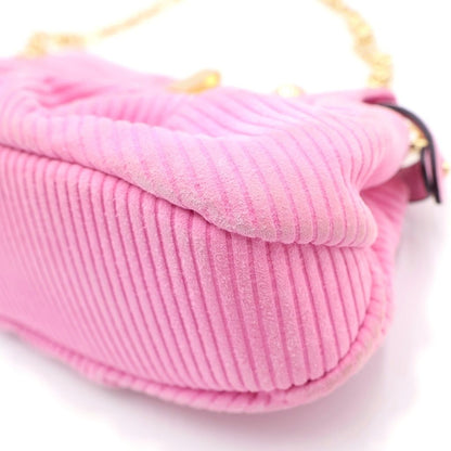 Fendi Peekaboo Click Chain Mini Shoulder Bag Pink Suede Gold — view 5