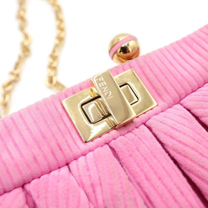 Fendi Peekaboo Click Chain Mini Shoulder Bag Pink Suede Gold — view 6
