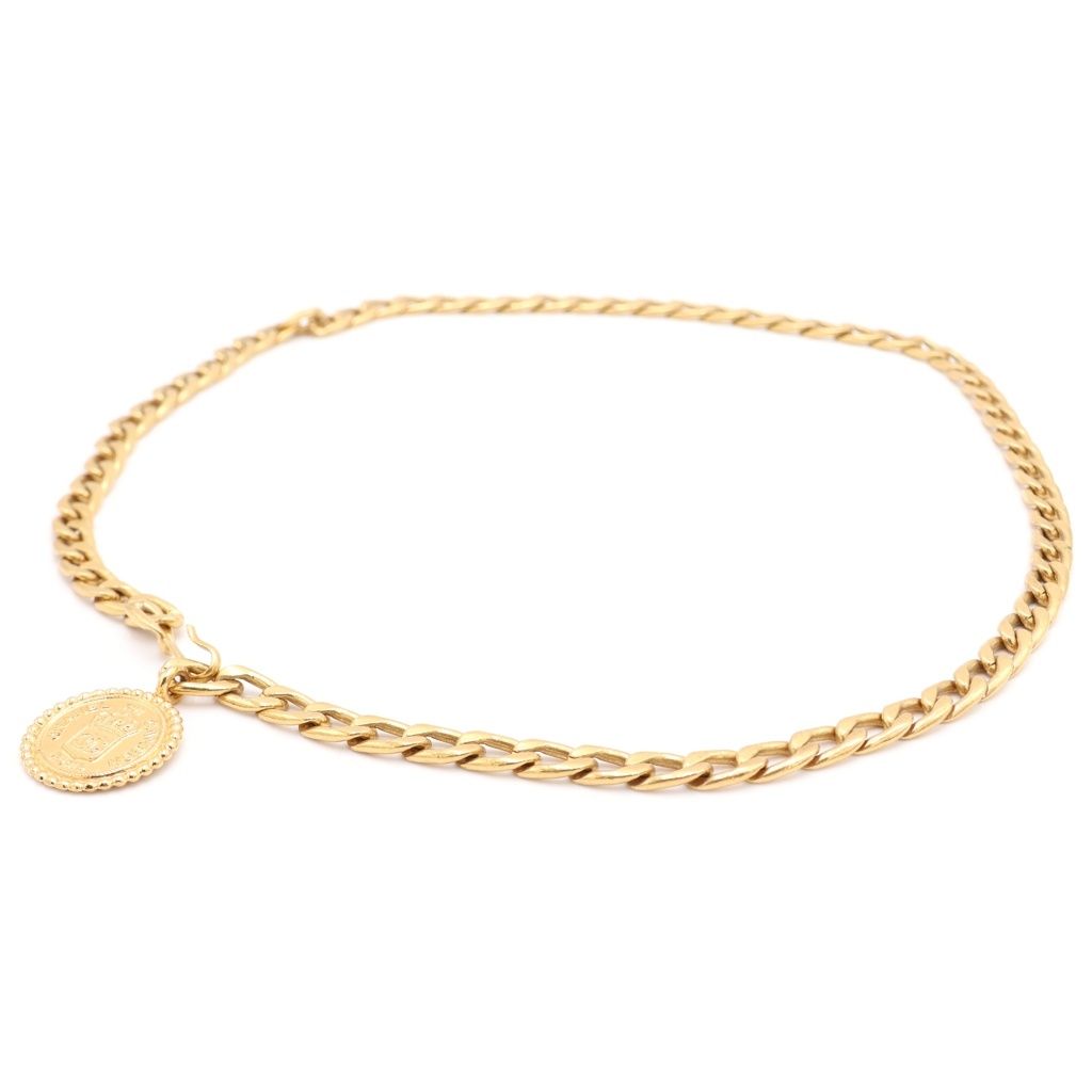 Chanel Cambon CC Logo Medal Chain Belt Gold Plated