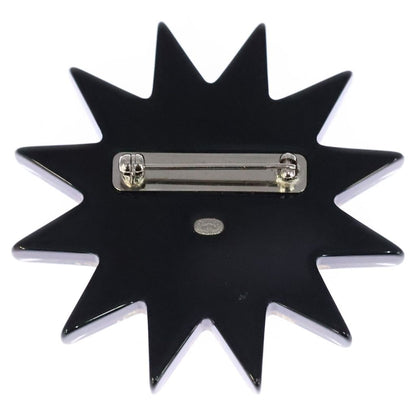 Chanel Sun Motif Rhinestone Brooch Pin Badge Black Yellow Resin Strass — view 2
