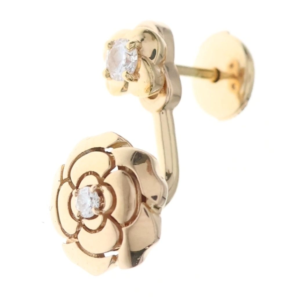 Chanel Camellia Collection Transformable Single Earring Pink Gold Diamond 18K
