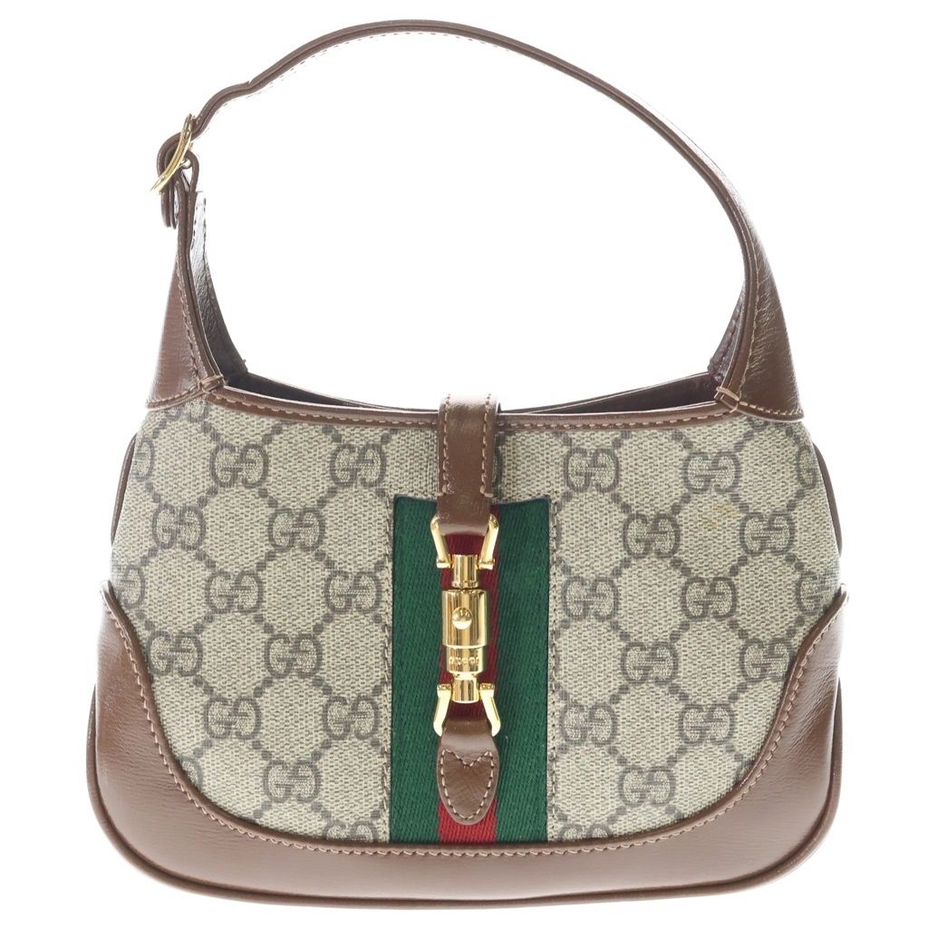 Gucci GG Supreme Jackie Shoulder Bag Beige Leather Gold