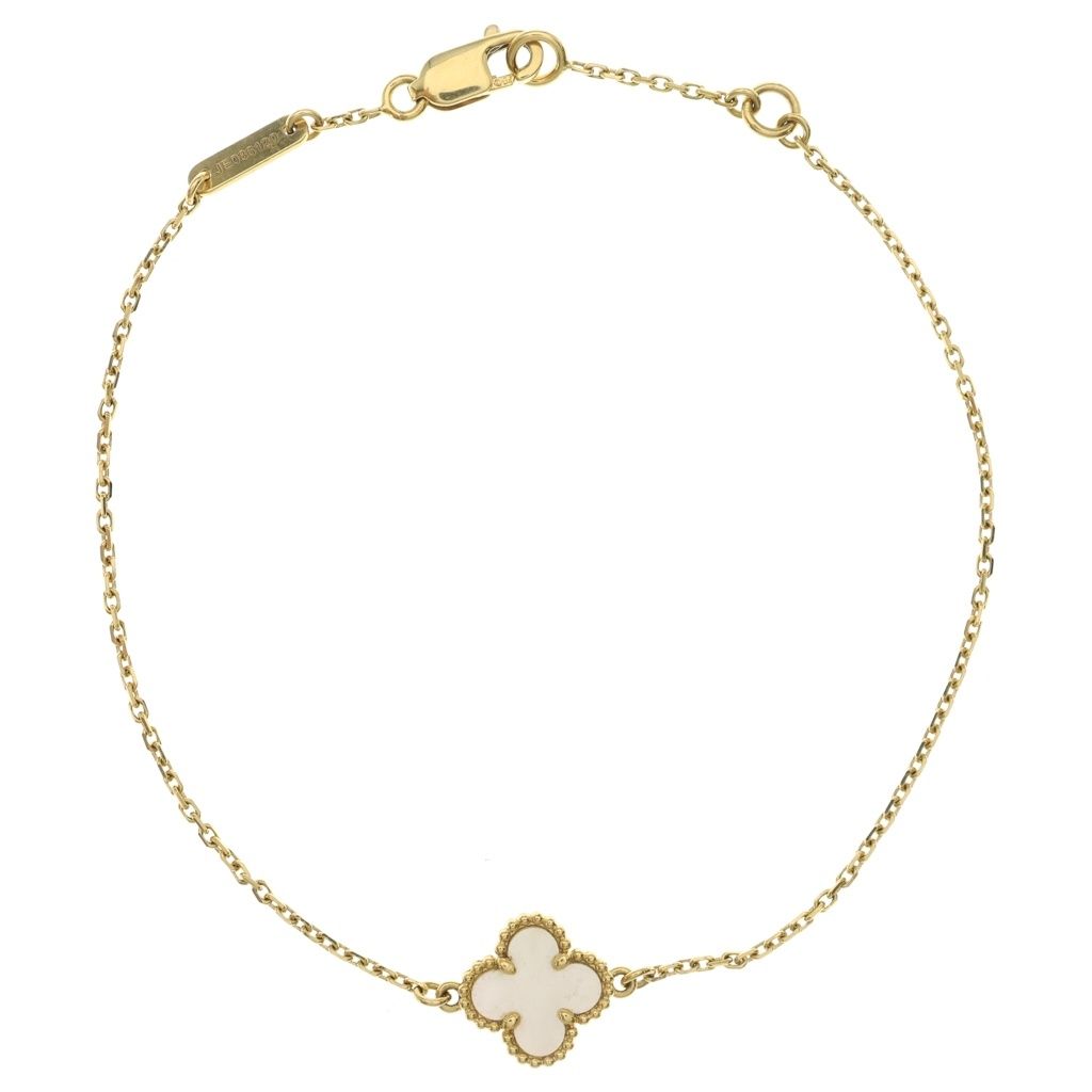 Van Cleef & Arpels Sweet Alhambra Papillon Mother of Pearl Bracelet 18K Yellow Gold