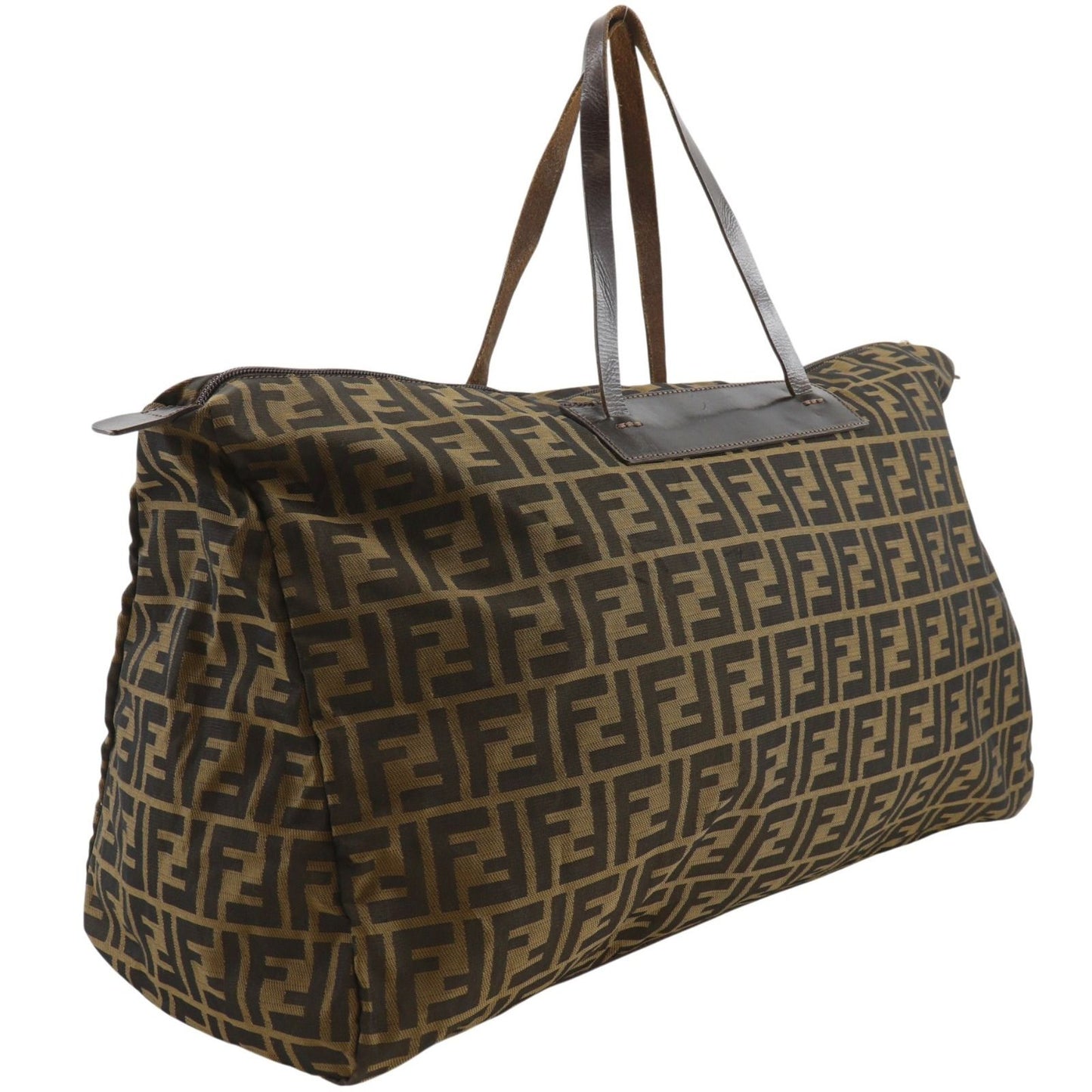 Fendi Zucca Folding Nylon Canvas Brown Boston Bag — view 3
