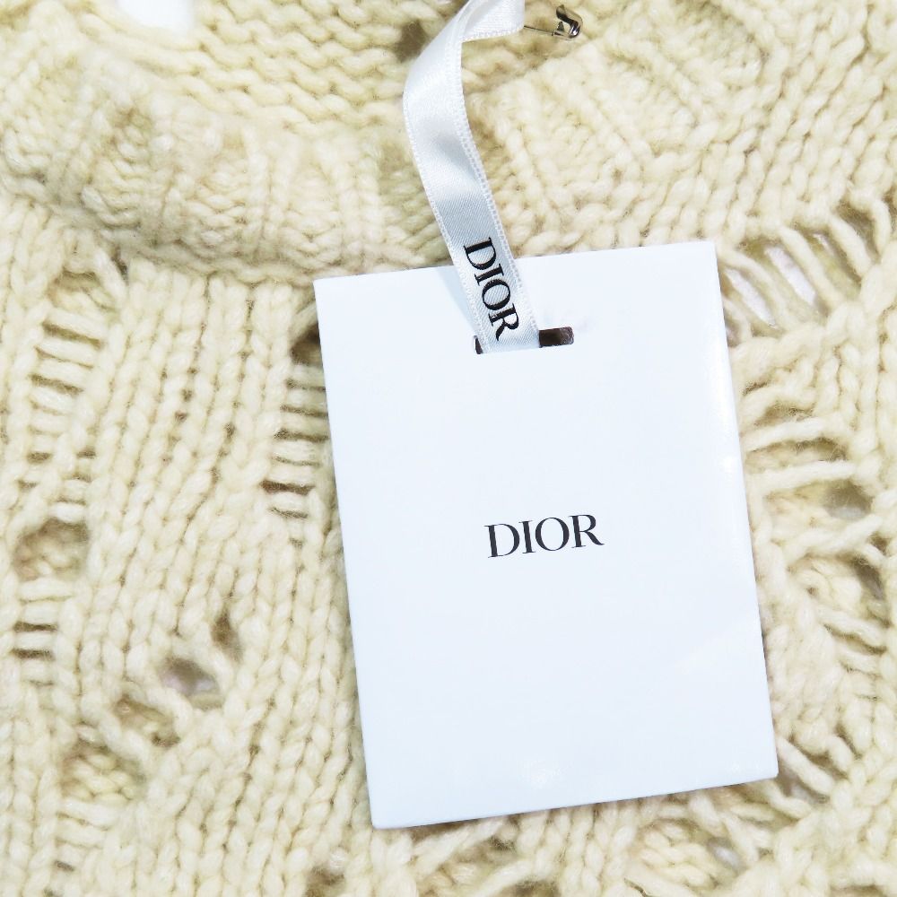 Dior Wool Camel Short Sleeve Crochet Knit Sweater 40 Ivory — view 6