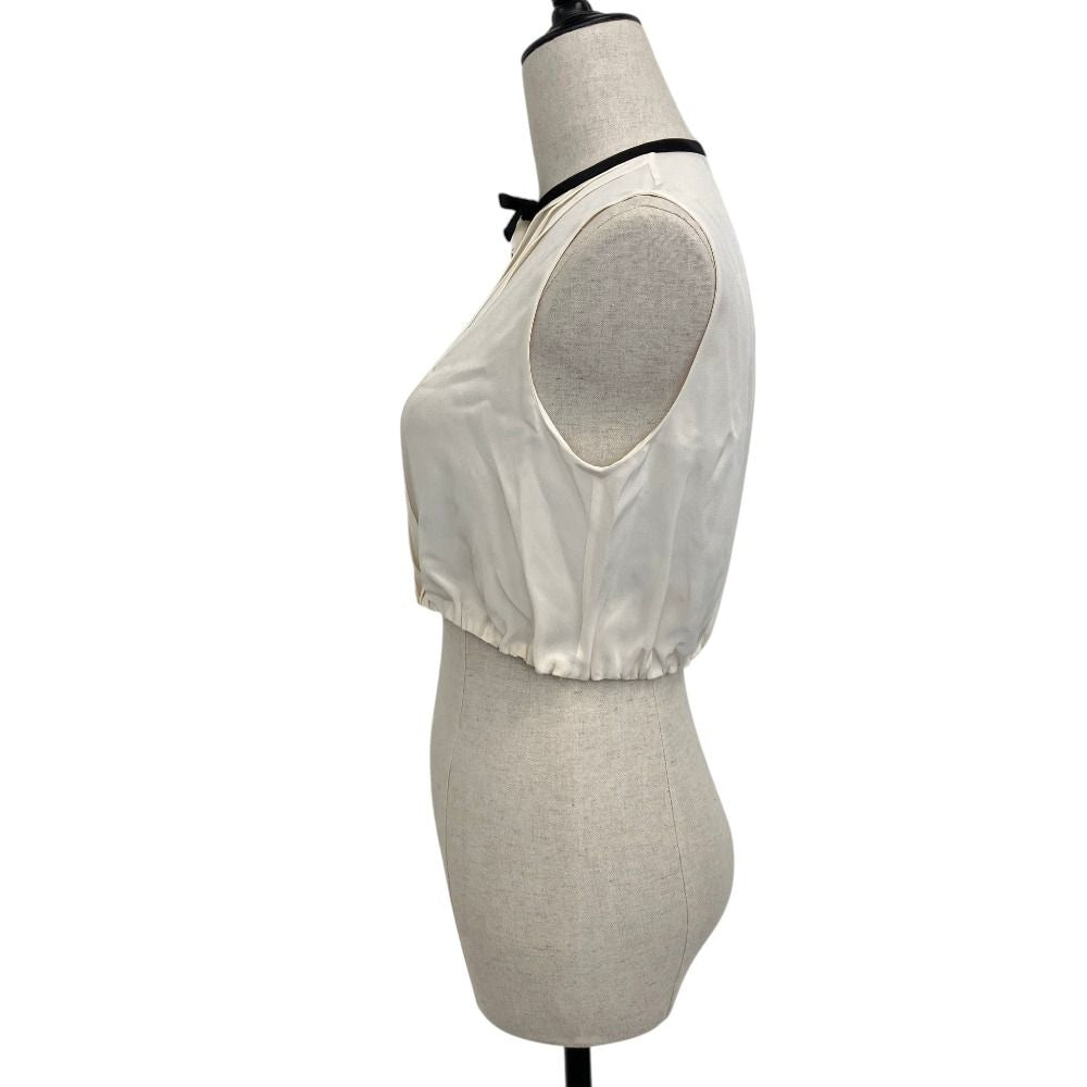Miu Miu Cropped Sheer Ribbon Blouse 38 Ivory — view 3