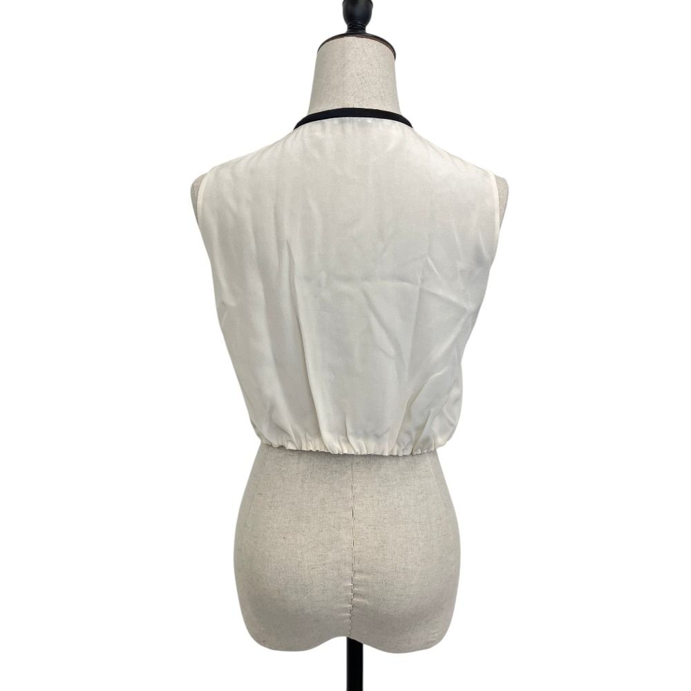 Miu Miu Cropped Sheer Ribbon Blouse 38 Ivory — view 2