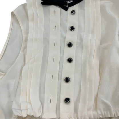 Miu Miu Cropped Sheer Ribbon Blouse 38 Ivory — view 5
