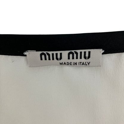 Miu Miu Cropped Sheer Ribbon Blouse 38 Ivory — view 7