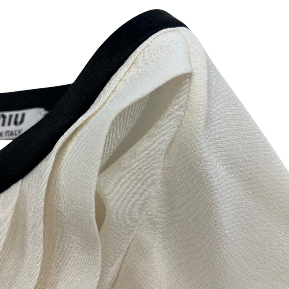 Miu Miu Cropped Sheer Ribbon Blouse 38 Ivory — view 6