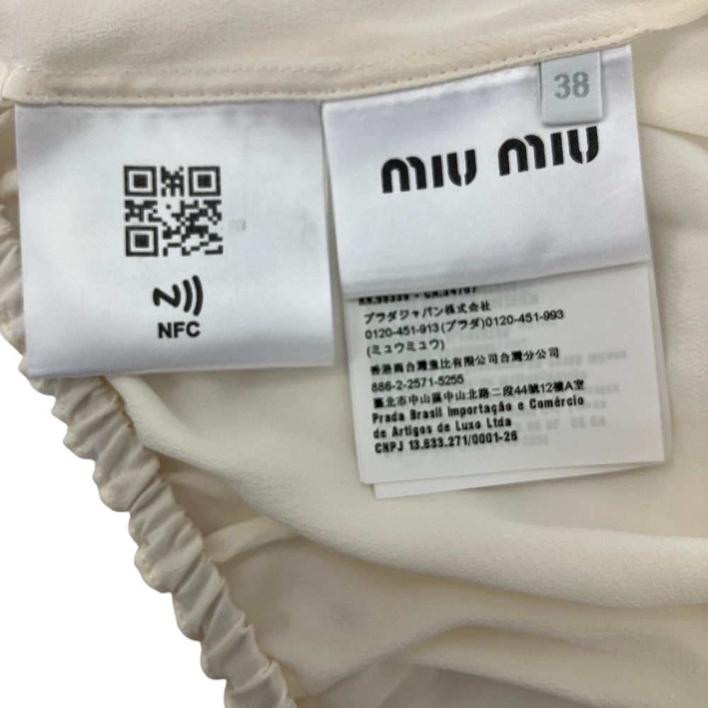 Miu Miu Cropped Sheer Ribbon Blouse 38 Ivory — view 8