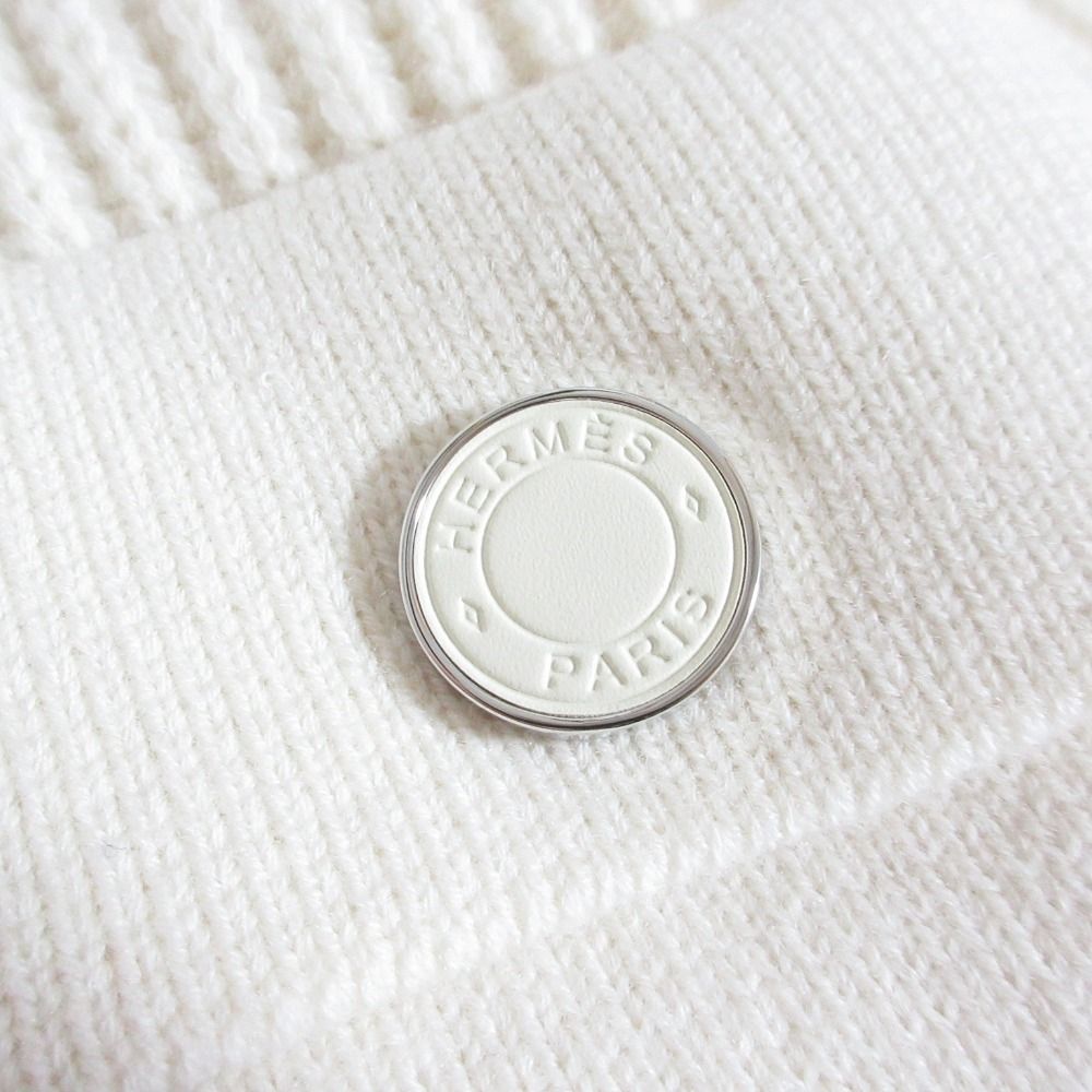Hermes Pearl Knitted Rib Knit Zip Jacket 38 Off White — view 7