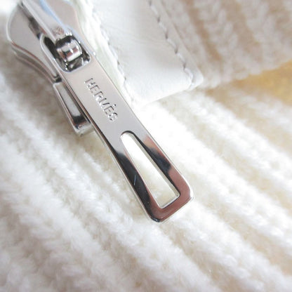 Hermes Pearl Knitted Rib Knit Zip Jacket 38 Off White — view 8