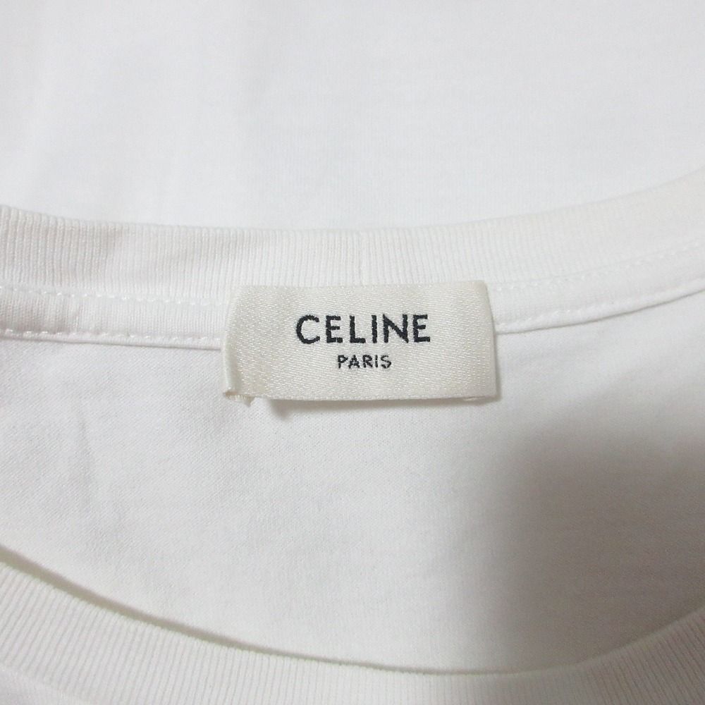 Celine Logo Print Crew Neck T-Shirt XS White — view 5