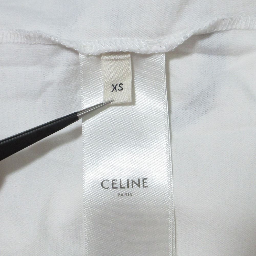 Celine Logo Print Crew Neck T-Shirt XS White — view 6