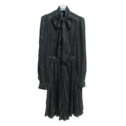 Dolce & Gabbana Crown Button Stripe Bowtie Silk Shirt Dress CD 36 Black