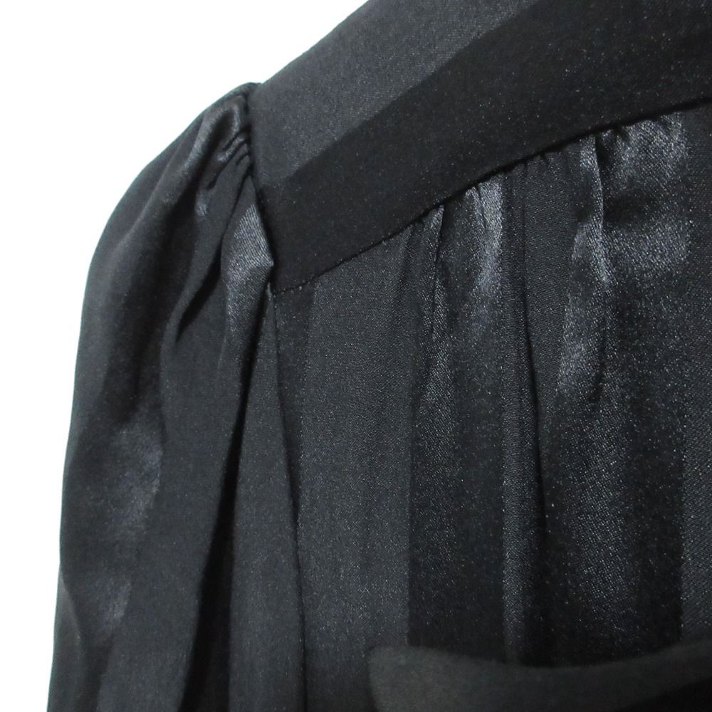Dolce & Gabbana Crown Button Stripe Bowtie Silk Shirt Dress CD 36 Black — view 3