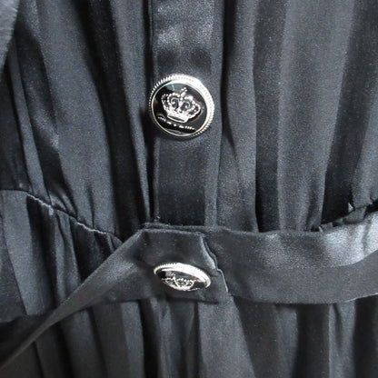 Dolce & Gabbana Crown Button Stripe Bowtie Silk Shirt Dress CD 36 Black — view 7