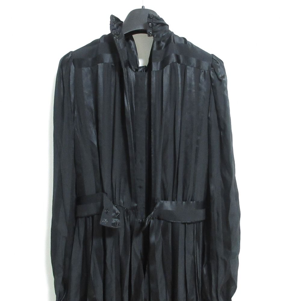 Dolce & Gabbana Crown Button Stripe Bowtie Silk Shirt Dress CD 36 Black — view 4