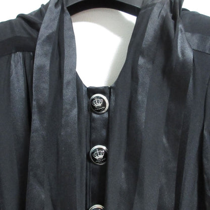 Dolce & Gabbana Crown Button Stripe Bowtie Silk Shirt Dress CD 36 Black — view 6