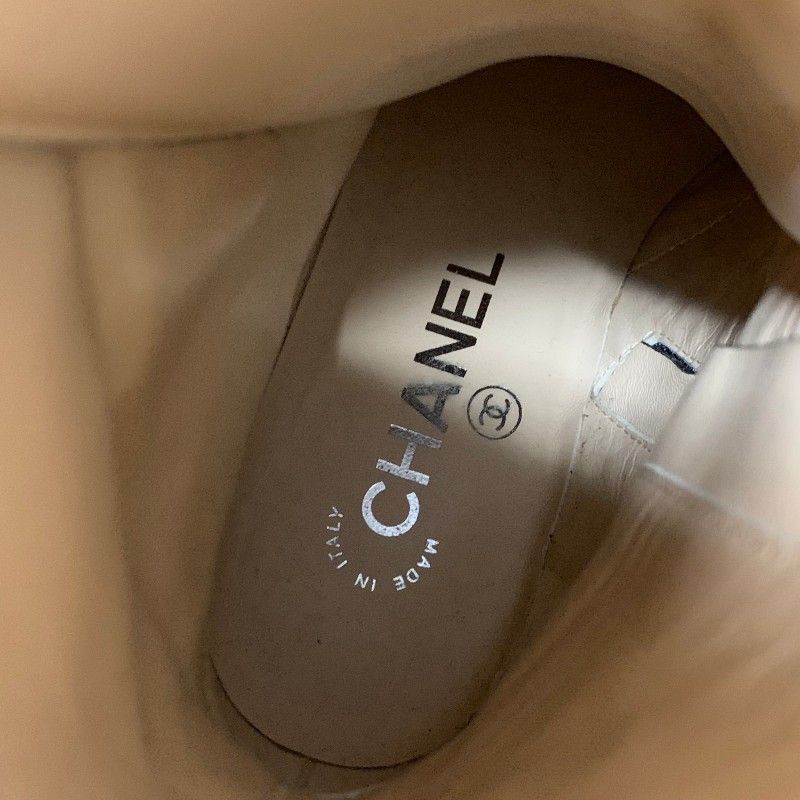 Chanel Boots Short Shoes Leather Black Silver CC Logo Lace — view 7