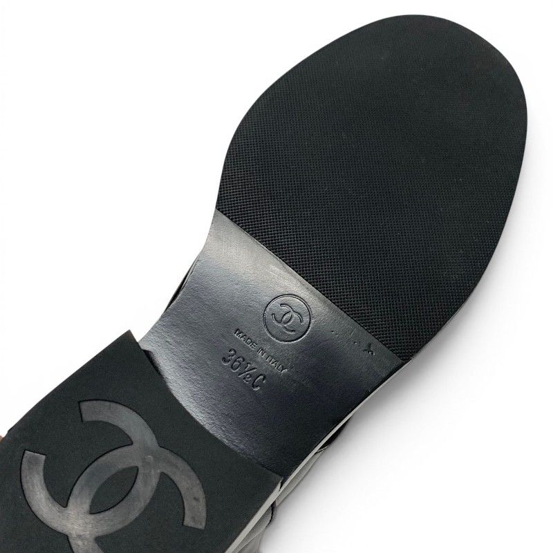 Chanel Boots Short Shoes Leather Black Silver CC Logo Lace — view 8