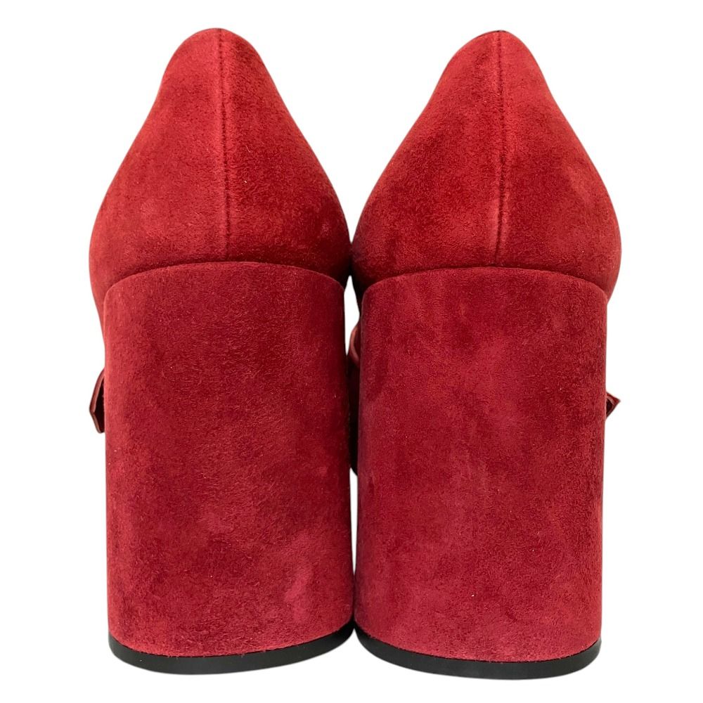 Prada Suede Leather Chunky Heel High Fringe Pumps — view 4