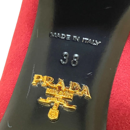 Prada Suede Leather Chunky Heel High Fringe Pumps — view 8