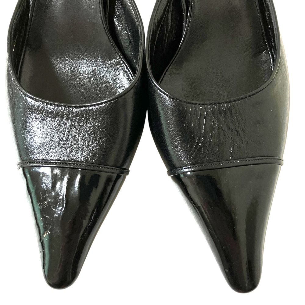 Chanel Vintage Slingback Pointed Toe Pumps Black Heel 36.5 — view 4