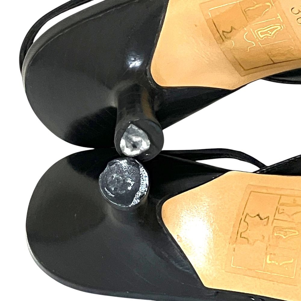 Chanel Vintage Slingback Pointed Toe Pumps Black Heel 36.5 — view 8