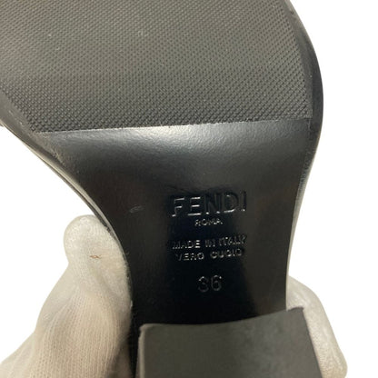 Fendi Ankle Strap Leather Square Toe Sandals Black 36 — view 6