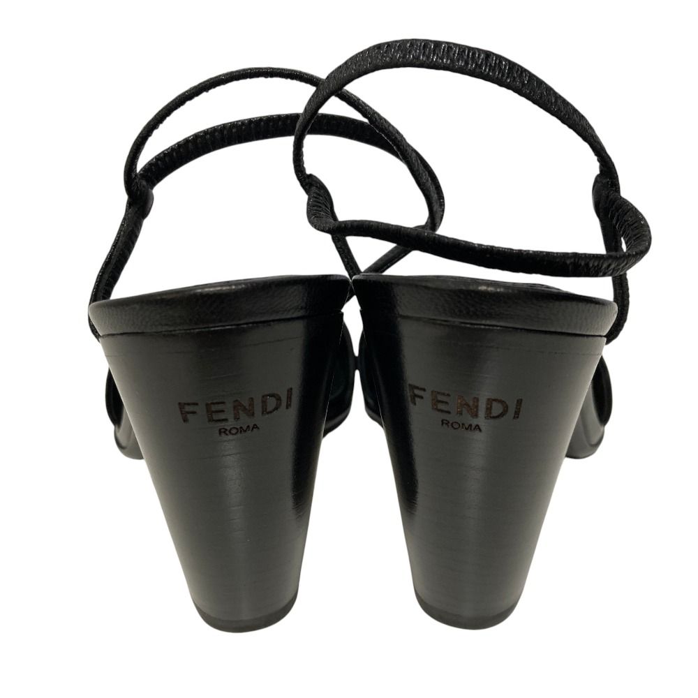 Fendi Ankle Strap Leather Square Toe Sandals Black 36 — view 4