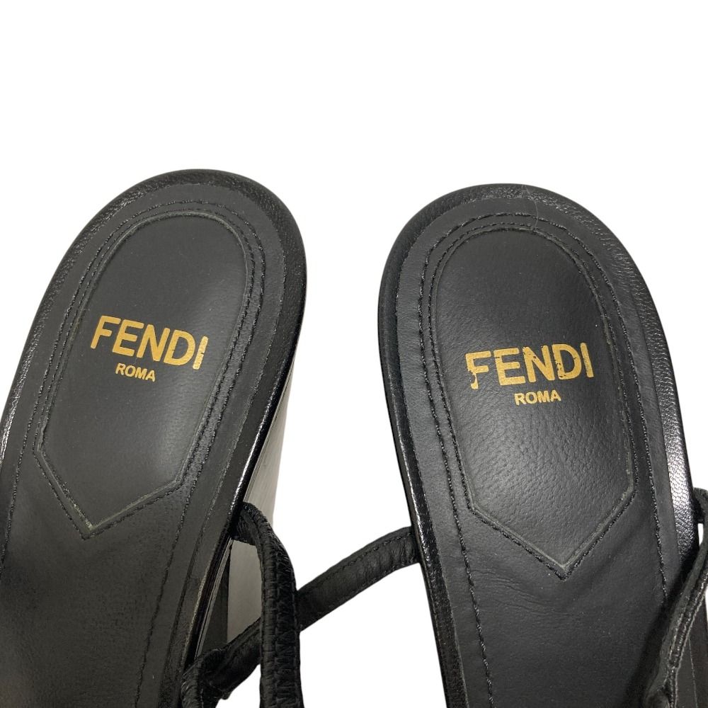 Fendi Ankle Strap Leather Square Toe Sandals Black 36 — view 8
