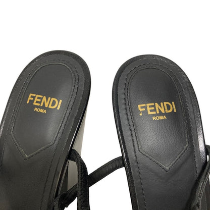 Fendi Ankle Strap Leather Square Toe Sandals Black 36 — view 8