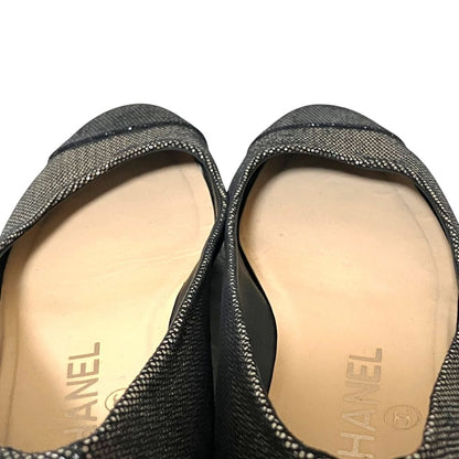 Chanel CC Logo Rhinestone Ballet Shoes Flat Pumps Silver 35.5 — view 6