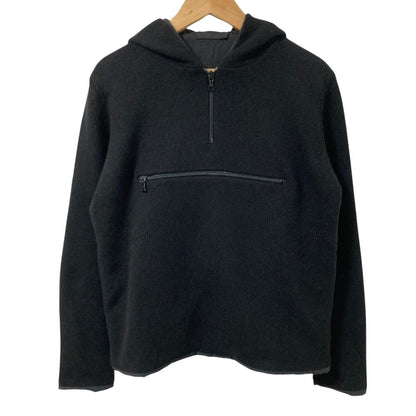 Prada Vintage Front Pocket Cashmere Knit Half Zip Pullover Hoodie 40 Black