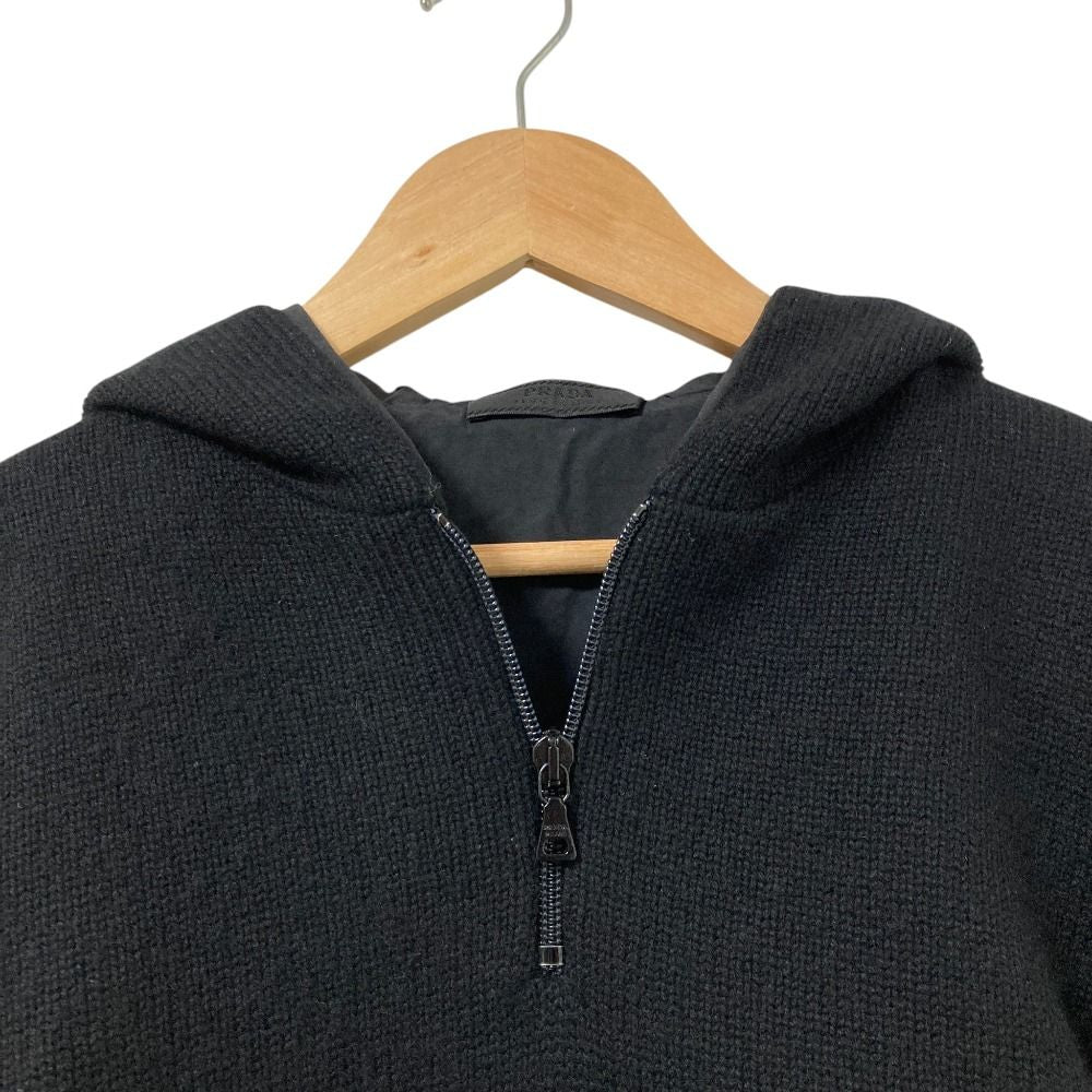 Prada Vintage Front Pocket Cashmere Knit Half Zip Pullover Hoodie 40 Black — view 3