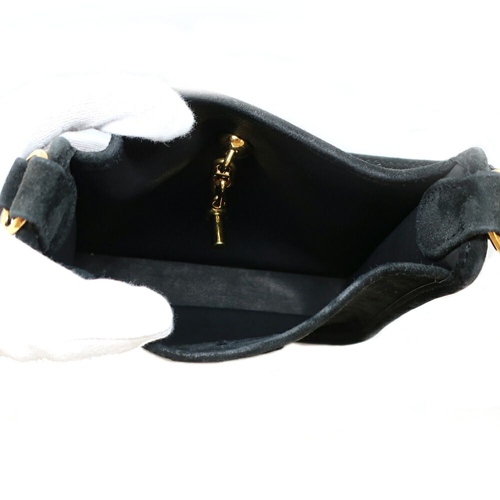 Hermes Heaven Vespa Dobris TPM Black Gold Manufactured Around Suede Handbag — view 5