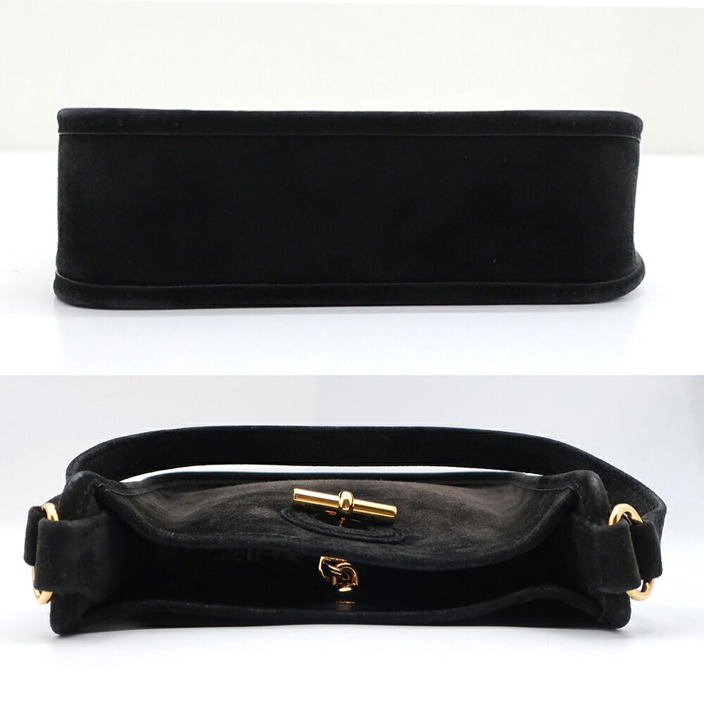 Hermes Heaven Vespa Dobris TPM Black Gold Manufactured Around Suede Handbag — view 4