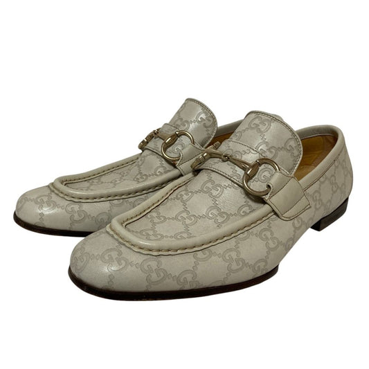 Gucci GG Guccissima Leather Horsebit Loafers Shoes White 40.5