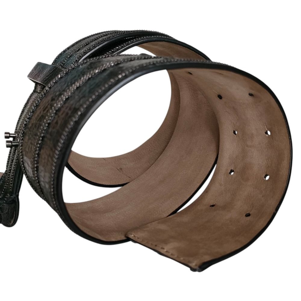 Brunello Cucinelli Monile Leather Belt Black — view 4
