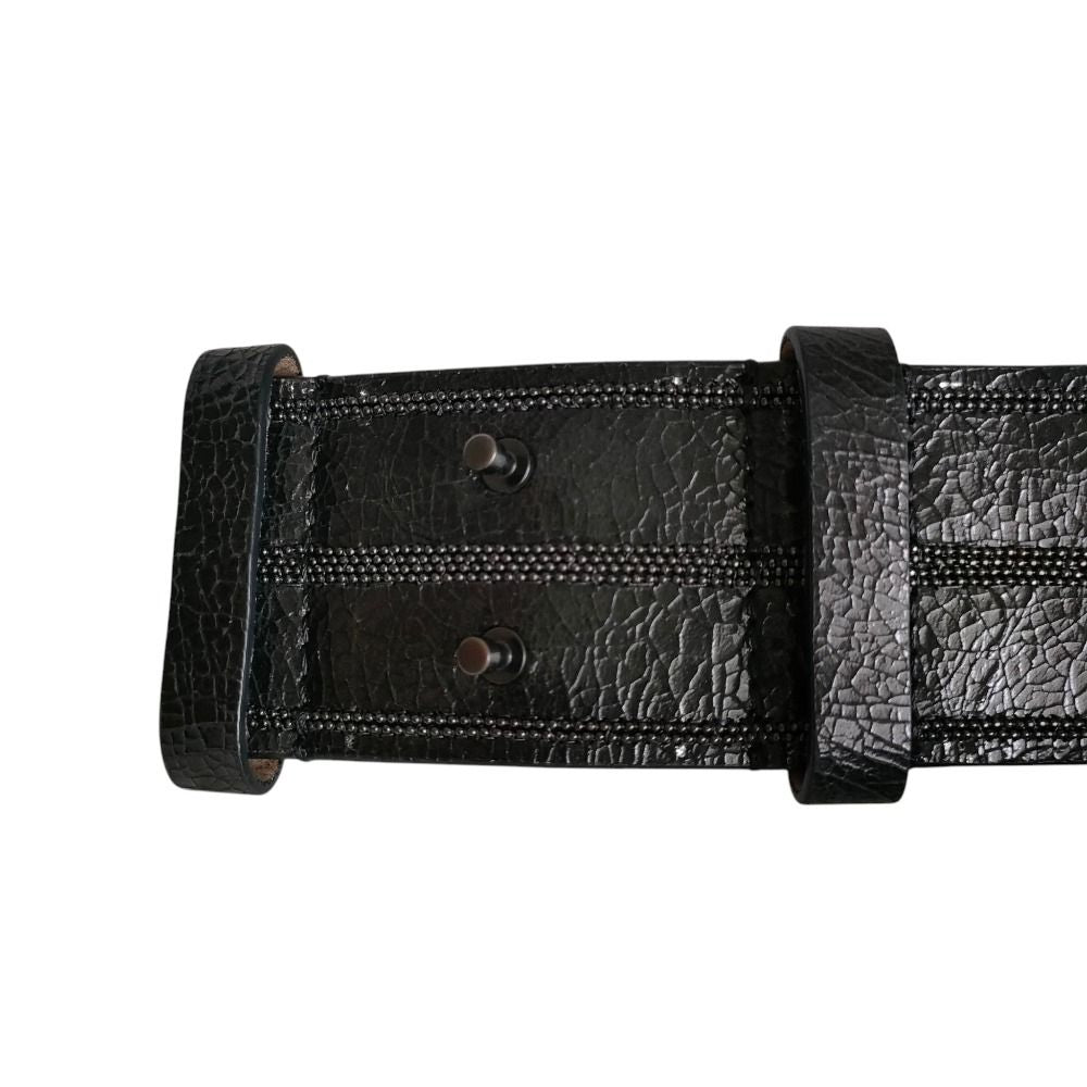 Brunello Cucinelli Monile Leather Belt Black — view 7