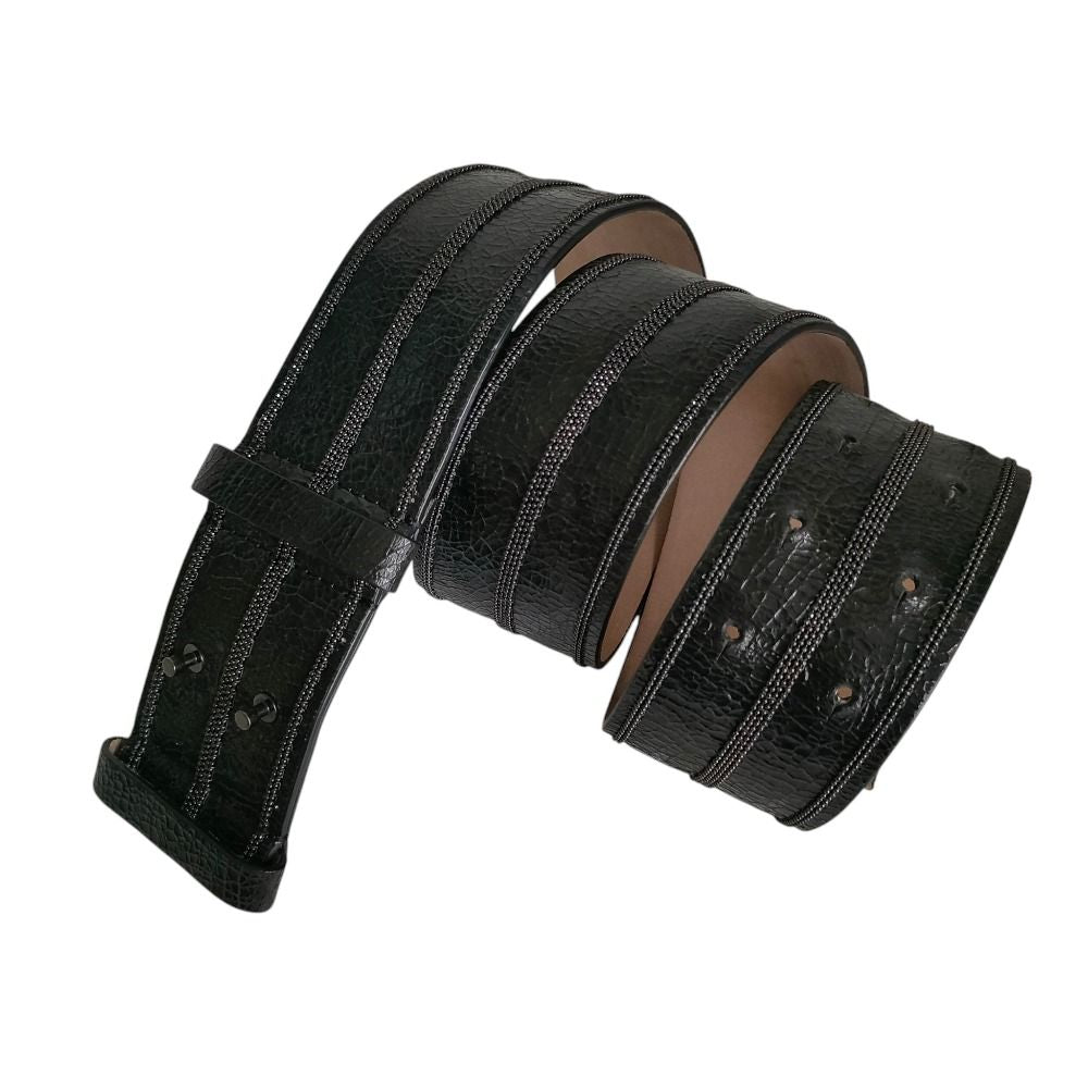 Brunello Cucinelli Monile Leather Belt Black — view 2