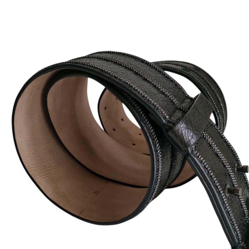 Brunello Cucinelli Monile Leather Belt Black — view 3
