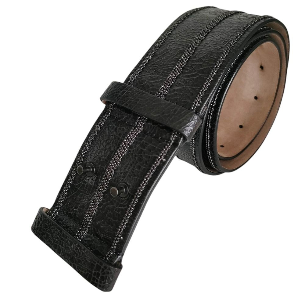 Brunello Cucinelli Monile Leather Belt Black