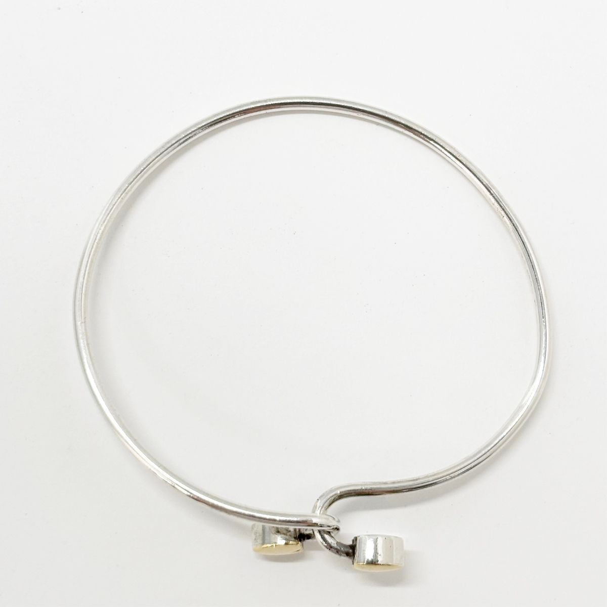 Tiffany & Co Bangle Bracelet Double Heart Hook Silver Gold 925 Sterling YG — view 4